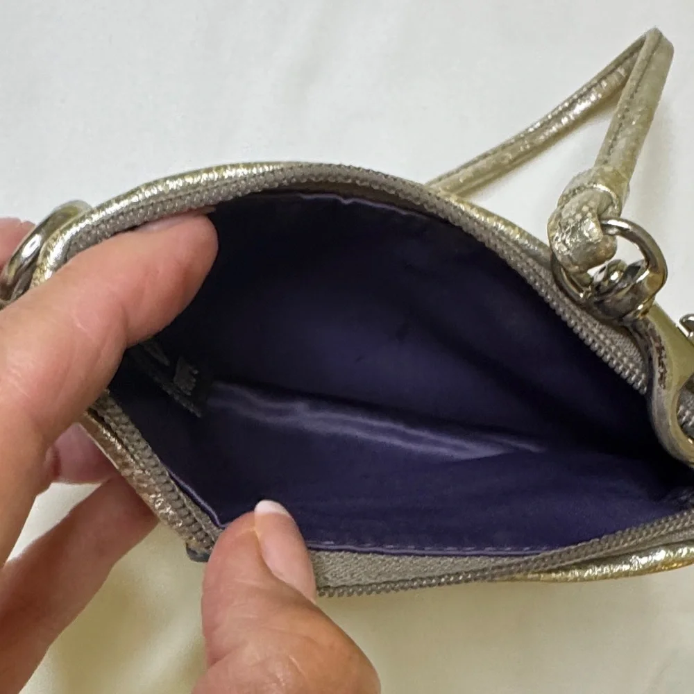 Coach‎ Poppy Signature Silver Wristlet | Glitter Patch Mini